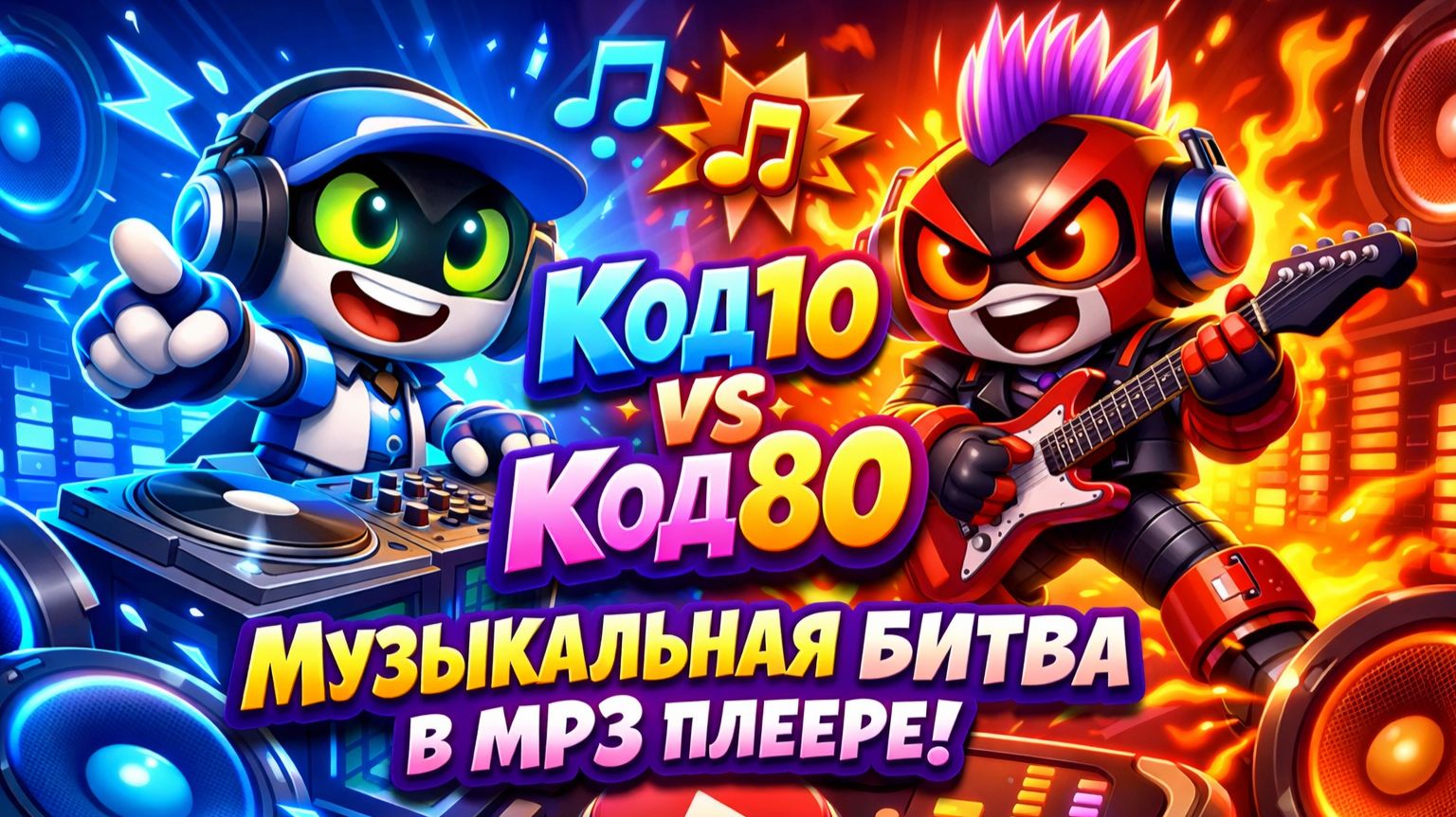 Code10 против Code80: Эпическая музыкальная битва внутри MP3-плеера! 🎵 Приключенческий мультфильм