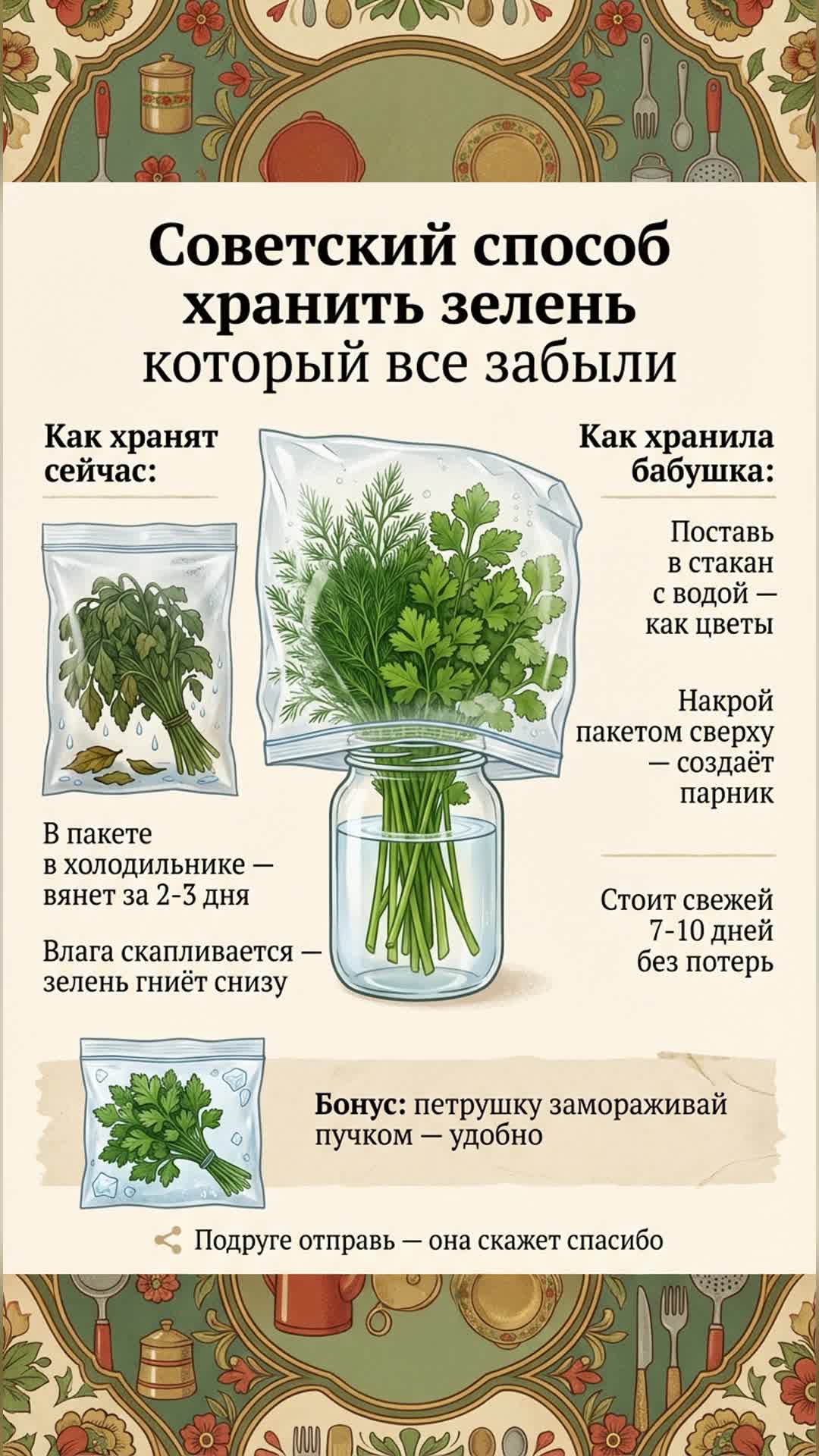 Советский способ хранить зелень который все забыли