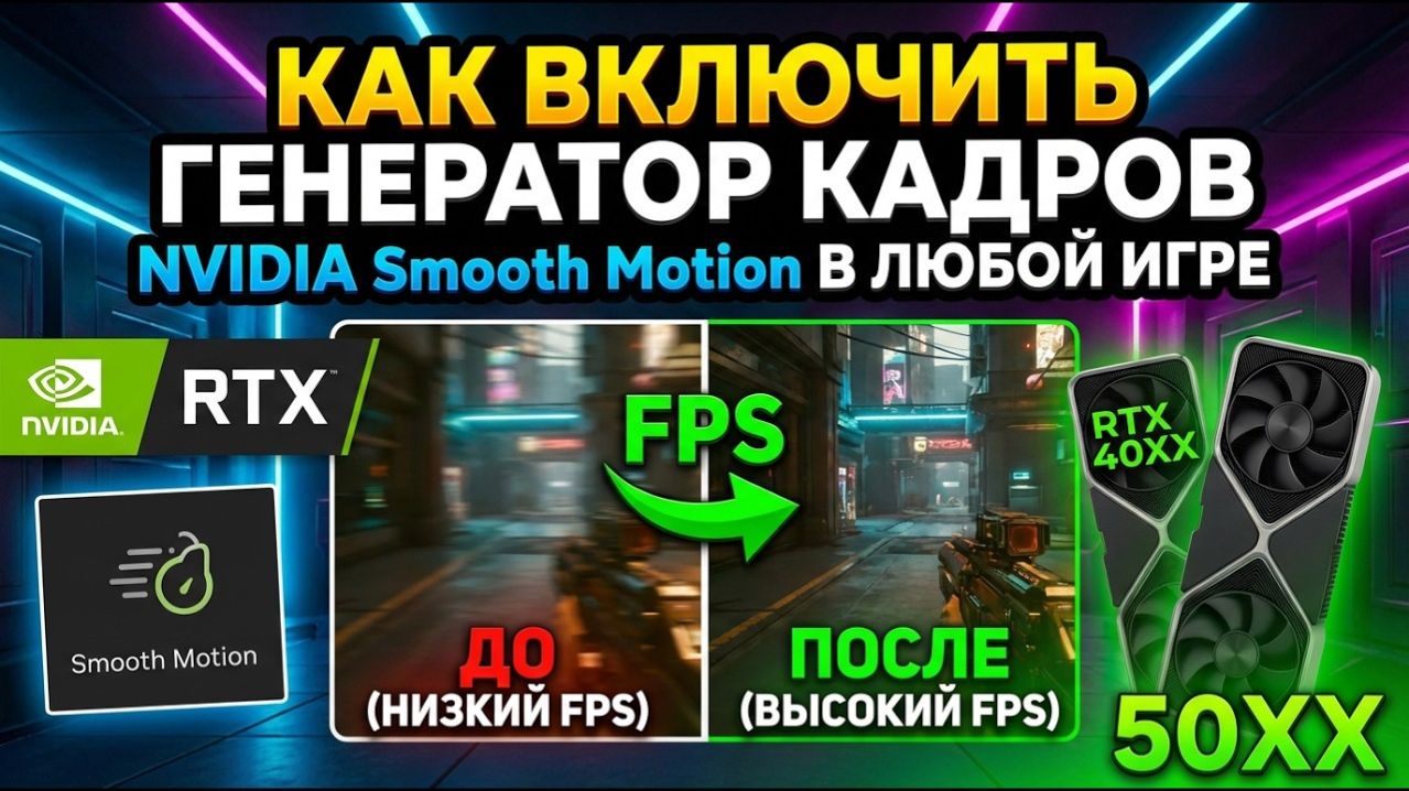 Как включить генератор кадров (NVIDIA Smooth Motion) в любой игре на RTX 40XX/50XX