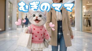 【Офисный котик Муги】Репортаж из жизни Муги, который весело провёл время на прогулке с мамой 🐱🛍️
