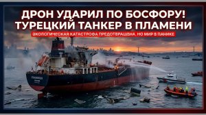 Только что! Взрыв у ворот Босфора! Горят тысячи тонн нефти на турецком танкере атака дронов