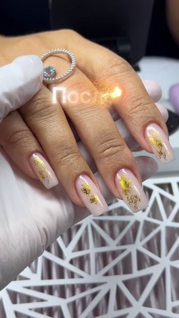 Коррекция ногтей гелем, дизайн поталью