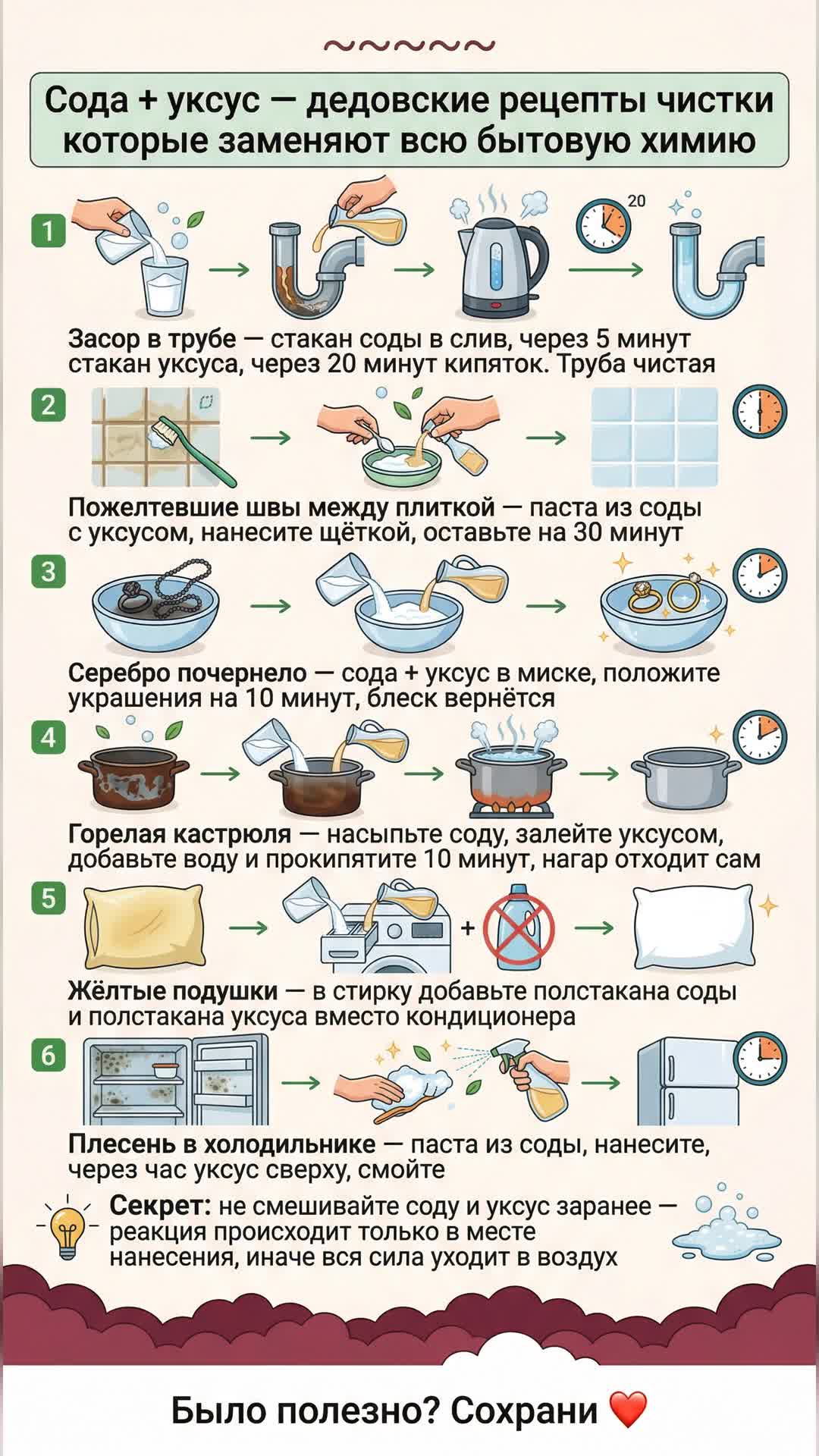 Сода и уксус: домашние лайфхаки для уборки
