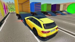 Мультик для детей. Мультик про машинки . Разноцветные грузовики катаются и перевозят машинки