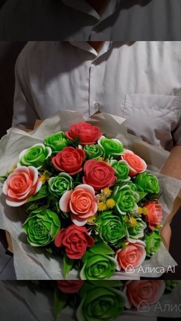 Букет из мыла ручной работы.