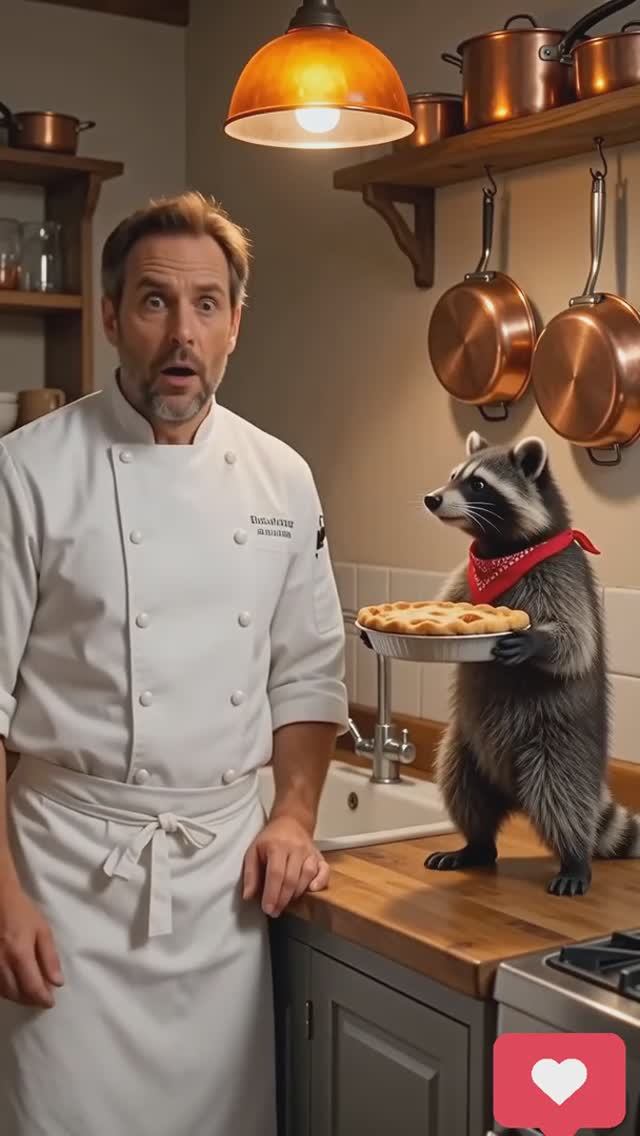 Енот попался с поличным! Совесть проснулась 😅🍴