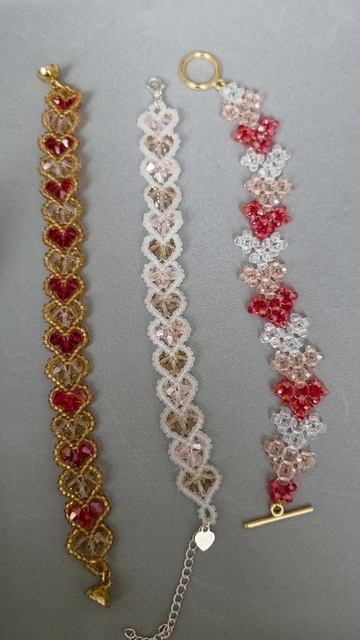 Браслеты сердечки из хрусталя и бисера❤️