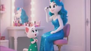 Мультик. 💅🏻Милый котенок наносит макияж в первый раз