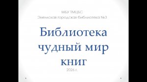24 марта 2026 г. Библиотека – чудный мир. ЭГБ №3
