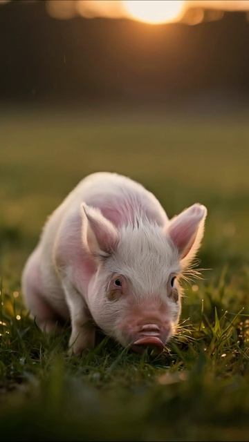 Очаровательный поросенок на утреннем солнце #свинья #природа #животные
