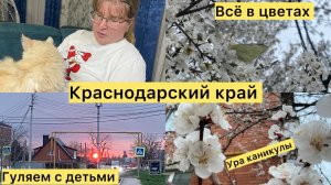Купили дом на юге. Красота на улице. Прогулка. Дети и колеса. Закат. Ура каникулы.