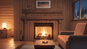 Тёплый камин в уютном доме — спокойная анимация природы для сна