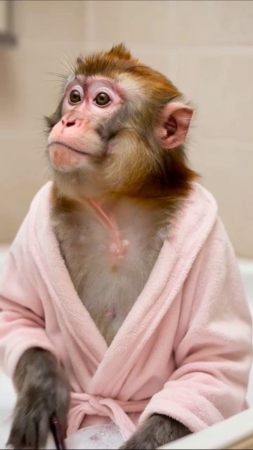 Обезьяна наводит красоту: забавные моменты #обезьяна #косметика #забава