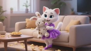 1 часть. Мама-кошка использует хитроумный трюк, чтобы вымыть грязного кролика милого котенка🐈🐰🐾