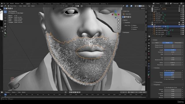 Cyborg Hard Surface Character Creation in Blender (8) 5 - Hair Beard