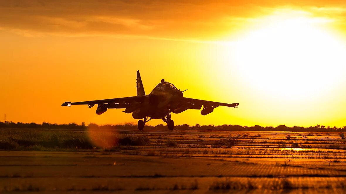 Вид из кабины пилота су-25 ВКС России.