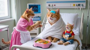 Котенок помогает кошке-маме ухаживать за больным папой 🐱💖🐾 Нежная история об исцелении. Мультики