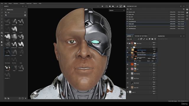 Cyborg Hard Surface Character Creation in Blender (7) 24 - Skin Texture Discoloration