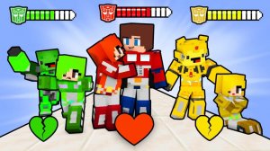 Джей Джей Оптимус Прайм против Майки против Бананакида Бамблби с девушкой. Майнкрафт Мультик