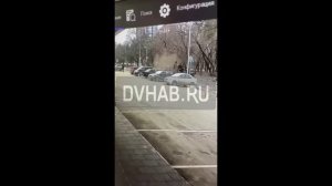 Момент аварии на Запарина в Хабаровске