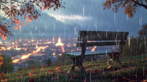 Уютный дождливый вечер в городе. Успокаивающие звуки дождя и города.