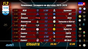 ЧЕМПИОНАТ ТАГАНРОГА ПО ФУТЗАЛУ 2025-2026  СУББОТА 28 МАРТА