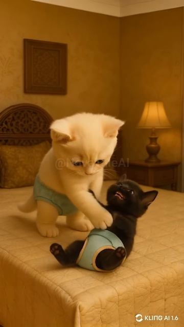 Белый и черный котики 
#котики #мультик #братья