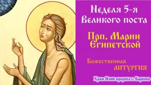 Неделя 5-я Великого поста . Прп. Мари́и Египетской. Божественная Литургия.