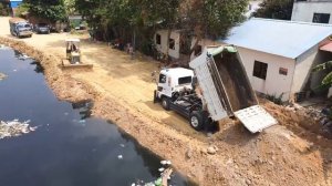Ep04.Mighty Action incredible By Bulldozer Push Soil Clearing Trash in Water To Build New Long Roads
