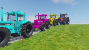 Мультики для детей. Мультик про машинки . Разноцветные трактора катаются и преодолевают препятствия