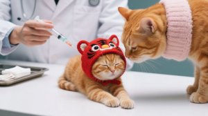 Умилительно! Мама-кошка Дейзи и котёнок поддерживают друг друга у ветеринара