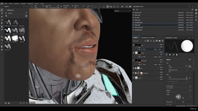Cyborg Hard Surface Character Creation in Blender (7) 25 - Paint Hair Visual