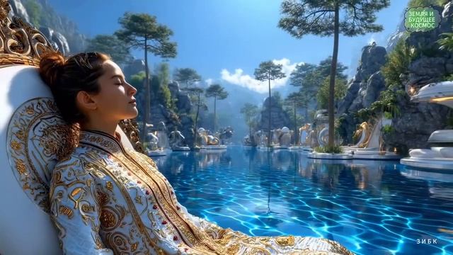 2125 год | Футуристическая атмосфера плавучего города в формате 4K | 1-часовой научно-фантастический