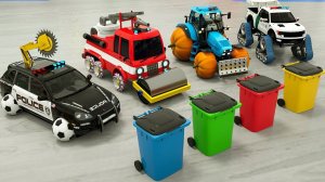 Изучите цвета с помощью мусорных баков радужного цвета, из которых выезжают машины