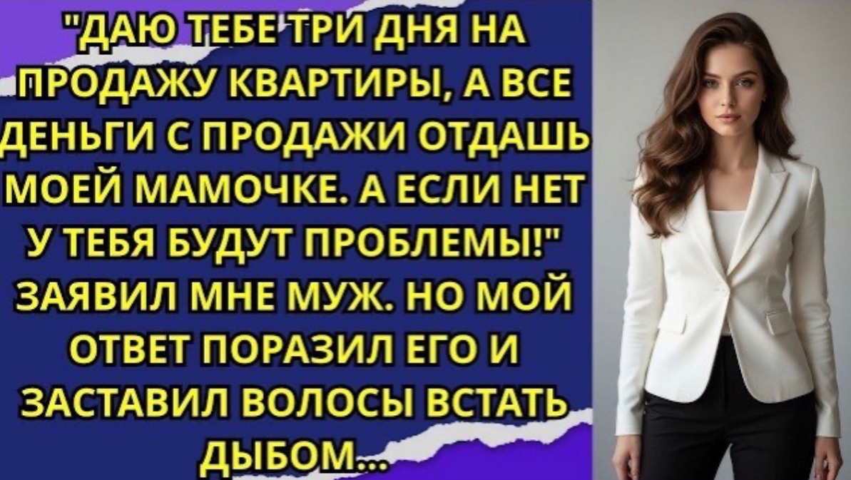 Коттедж переоформляешь на мою маму. Она всю жизнь мечтала жить по-королевски!