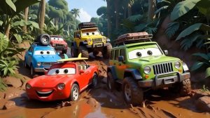 Мультики для детей. Машинки отправляються в приключение. Машинки по грязи.