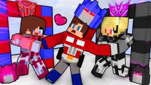 Джей Джей и Влюбленная девушка против девушки Мегатрона порталы Мир Трансформеров. Майнкрафт Мультик