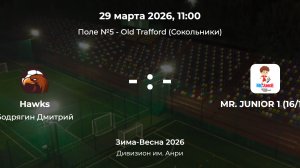 Дивизион им. Анри. Hawks - Mr. Junior 1(16/17). Детская лига CityFootball