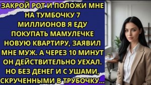 Закрой рот и положи мне на тумбочку 7 миллионов я еду покупать мамулечке новую квартиру