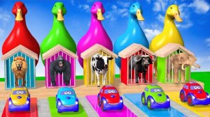 Длинная игра-слайд с Коровой, Слоном, Гориллой, Бегемотом, Тигром - 3d Игра с животными