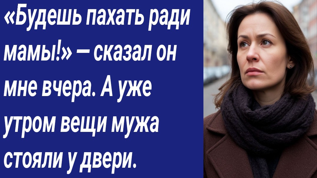 Истории со Смыслом/«Будешь пахать ради мамы!» — сказал он мне вчера. А уже утром вещи мужа стояли..