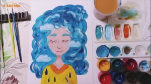 Легкие рисунки для девочек. Девочка - облачко.