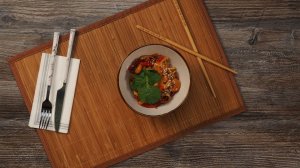 Лапша удон с креветками в соусе терияки