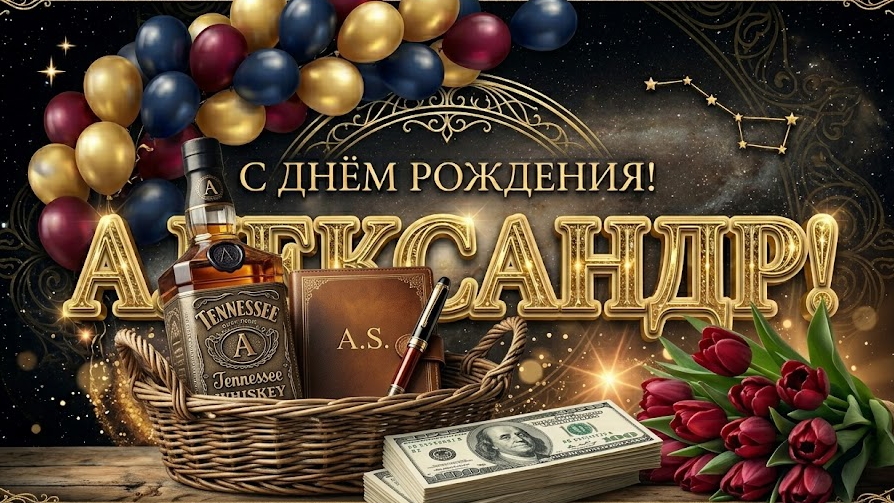 С Днем рождения, Александр! 🎉 Красивое именное поздравление для Саши