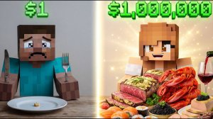 НИЩИЙ СТИВ ПРОТИВ БОГАТОЙ АЛЕКС 👛🪙!!! У КОГО КРУЧЕ УЖИН 🫛 VS 🥩?! НОВОЕ ВИДЕО ПО MINECRAFT!😽😺🙀
