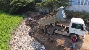 Ep4.Next Level Mighty Incredible Dump Truck Pour Soil Dirt in Water To Build Road With Dozers D37P