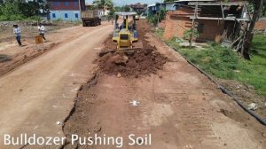 Nicely Skillful Bulldozer Road Transformation Operation With KOMATSU D61 Bulldozer Spreading Soil