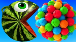 Веселое приключения с Пакман. Учим диких животных с пакман для детей. Игрушки с животными для детей