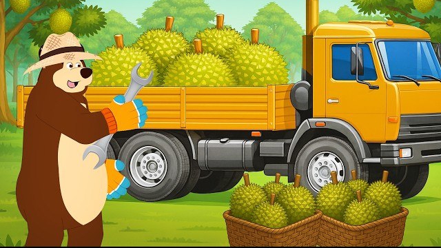 🐻🚚Удивительный урожай дуриана на ферме Медведя!🐻🚚 / Анимация сельскохозяйственной техники