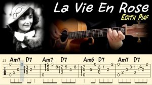LA VIE EN ROSE Edith Piaf на Гитаре. Уроки Гитары. Ноты и табы для Гитары Easy Fingerstyle